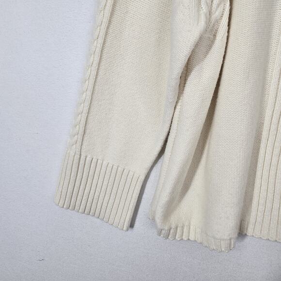 Talbots Mock Neck Cable Details Sweater 2X Ivory Long Sleeve Soft Cotton Blend - Picture 8 of 15